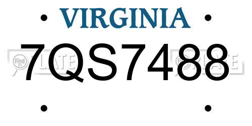 7QS7488 Virginia License Plate