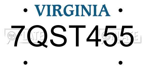 7QST455 Virginia License Plate