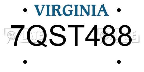 7QST488 Virginia License Plate