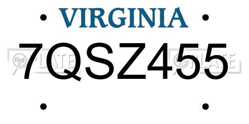 7QSZ455 Virginia License Plate