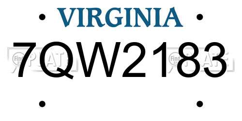 7QW2183 Virginia License Plate