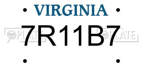 7R11B7 Virginia License Plate