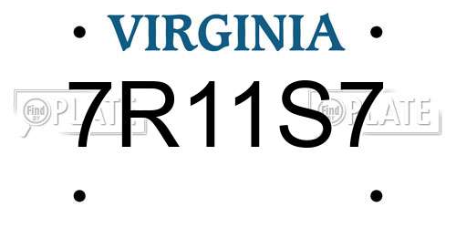 7R11S7 Virginia License Plate
