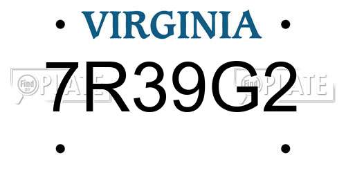 7R39G2 Virginia License Plate