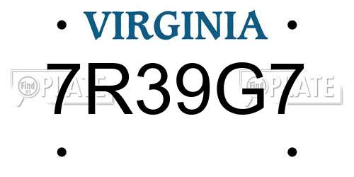 7R39G7 Virginia License Plate