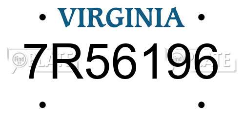 7R56196 Virginia License Plate