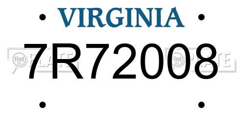 7R72008 Virginia License Plate