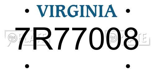 7R77008 Virginia License Plate