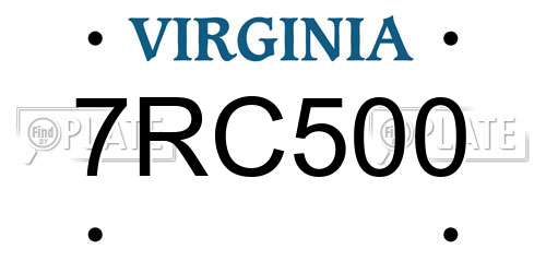 7RC500 Virginia License Plate
