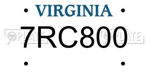 7RC800 Virginia License Plate