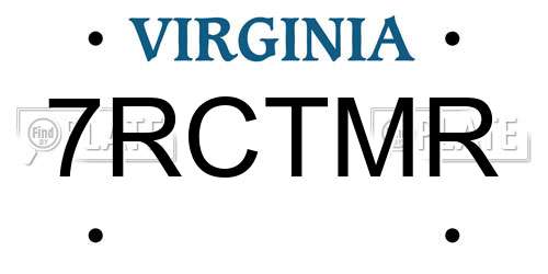 7RCTMR Virginia License Plate