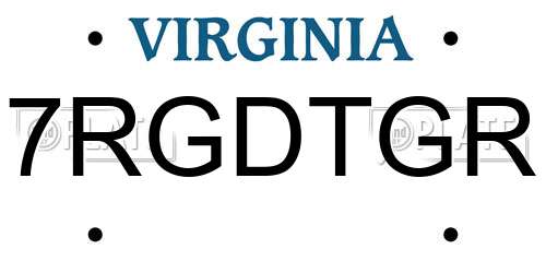 7RGDTGR Virginia License Plate