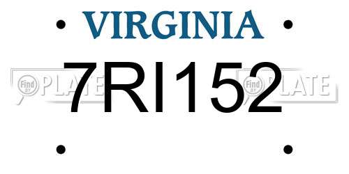 7RI152 Virginia License Plate
