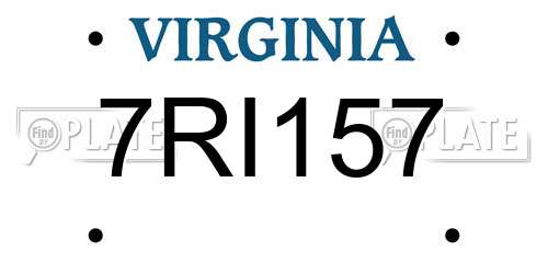 7RI157 Virginia License Plate