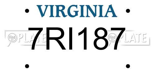 7RI187 Virginia License Plate