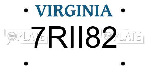 7RII82 Virginia License Plate