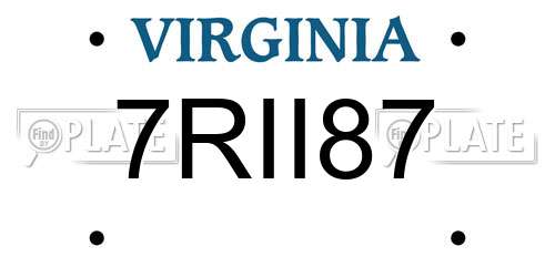 7RII87 Virginia License Plate