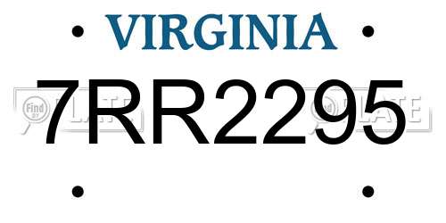7RR2295 Virginia License Plate