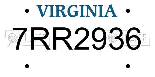 7RR2936 Virginia License Plate