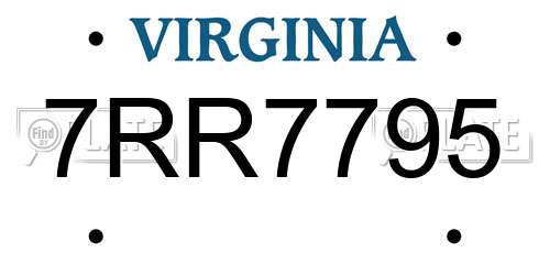 7RR7795 Virginia License Plate