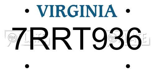 7RRT936 Virginia License Plate