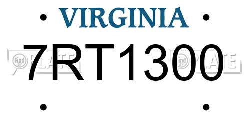 7RT1300 Virginia License Plate