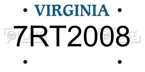 7RT2008 Virginia License Plate