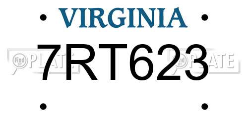 7RT623 Virginia License Plate