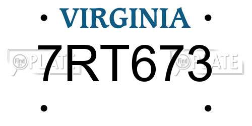 7RT673 Virginia License Plate