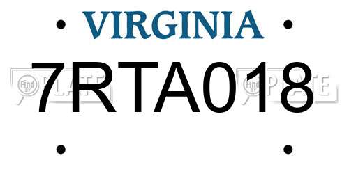 7RTA018 Virginia License Plate