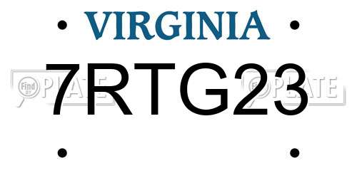 7RTG23 Virginia License Plate