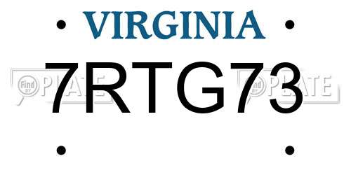 7RTG73 Virginia License Plate