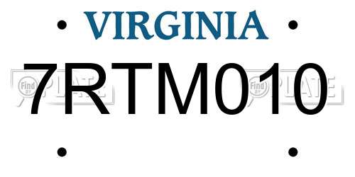 7RTM010 Virginia License Plate