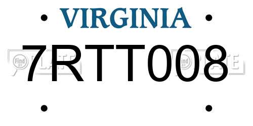 7RTT008 Virginia License Plate