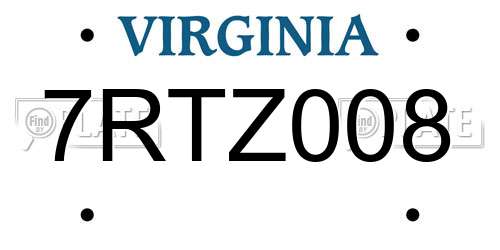 7RTZ008 Virginia License Plate