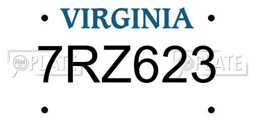 7RZ623 Virginia License Plate