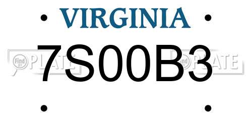 7S00B3 Virginia License Plate