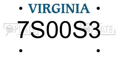 7S00S3 Virginia License Plate