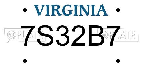 7S32B7 Virginia License Plate