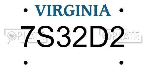 7S32D2 Virginia License Plate