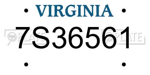 7S36561 Virginia License Plate