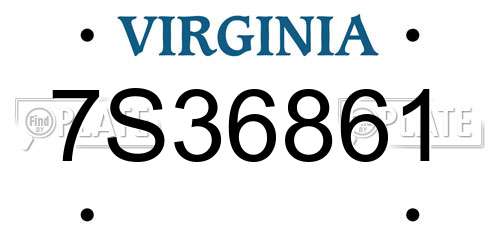 7S36861 Virginia License Plate