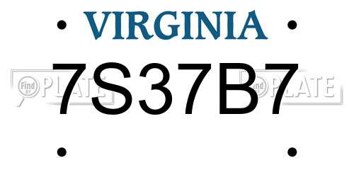 7S37B7 Virginia License Plate