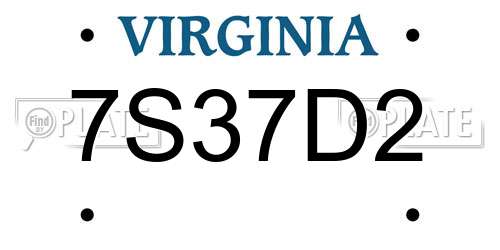 7S37D2 Virginia License Plate