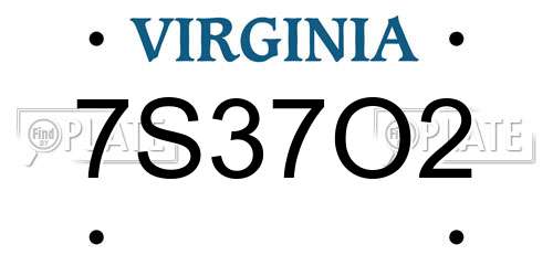 7S37O2 Virginia License Plate