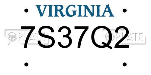 7S37Q2 Virginia License Plate