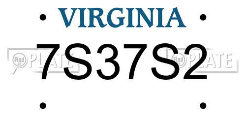7S37S2 Virginia License Plate