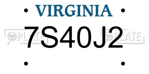 7S40J2 Virginia License Plate