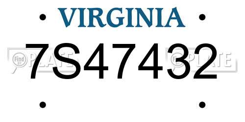 7S47432 Virginia License Plate