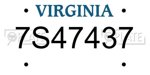 7S47437 Virginia License Plate